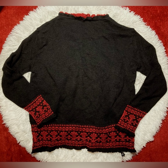 🌞3/$18🌞MFH Knits Black & Red Cardigan Sweater, 100% Baby Alpaca Wool - Picture 3 of 9